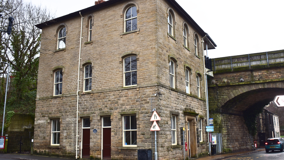 An image of the Grade II listed building at Mytholmroyd station