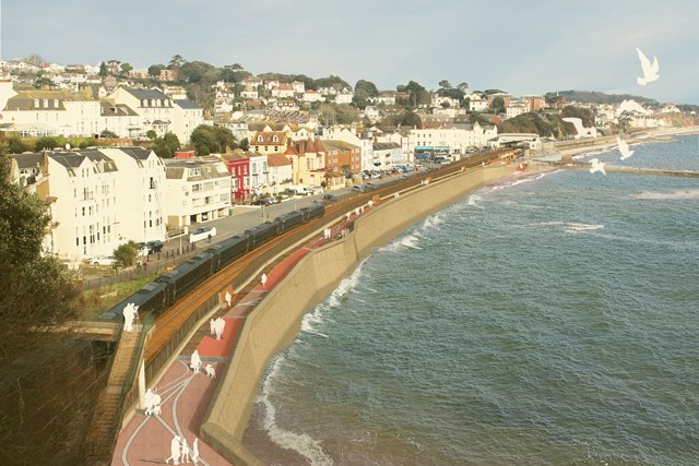 Plans for a new sea wall to protect the railway at Dawlish approved by Teignbridge District Council: Dawlish sea wall