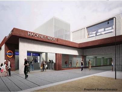 Hackney Wick Overground station set for transformation: CGI Hackney Wick station entrance