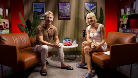 Chesney Hawkes and Jenni Falconer in the Routes studio