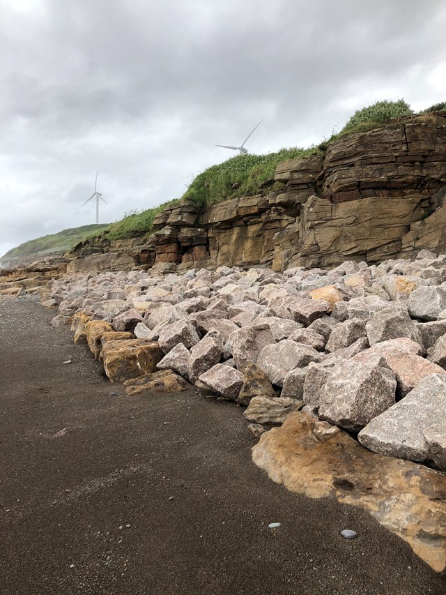 Sea defence work in Parton - 20,000 tonnes of rock armour placed