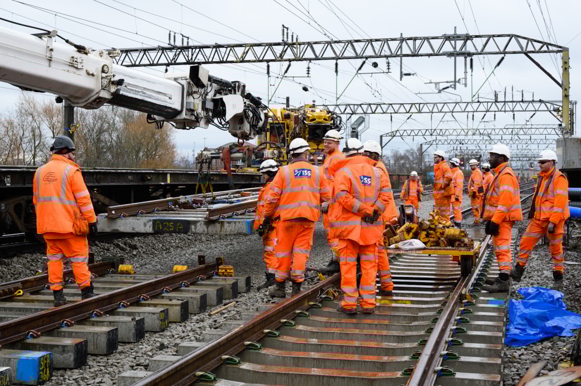 Track workers on site during Piccadilly corridor upgrades Feb 2026