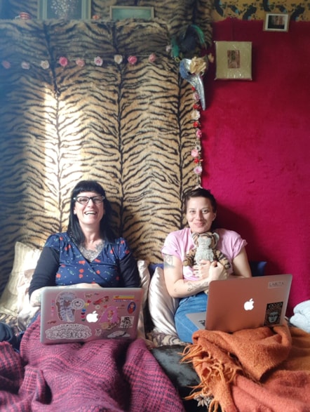Jet Moon and Victoria at work in their sustainable office