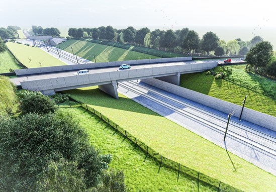 Artist impression of Canley Brook structures2: Copyright: HS2 Ltd