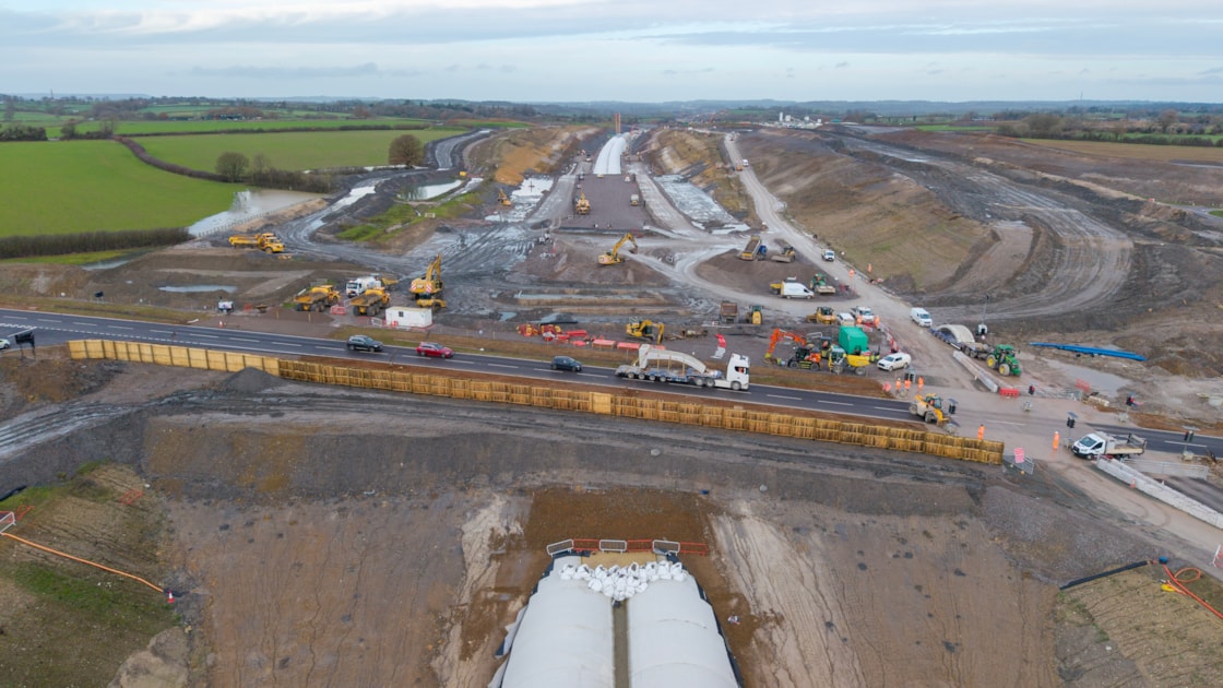 Aerial view of the Greatworth green tunnel and B4525 Dec 2025 Pic 5