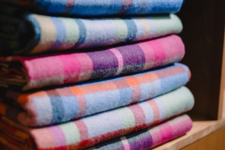 Woolen blankets at the National Wool Museum.