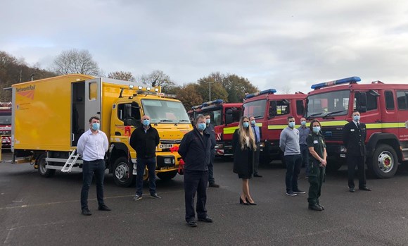 Emergency vehicle donation group photo