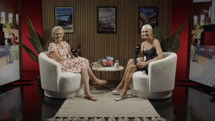 Hilary Whitehall in Routes studio with JennI Falconer