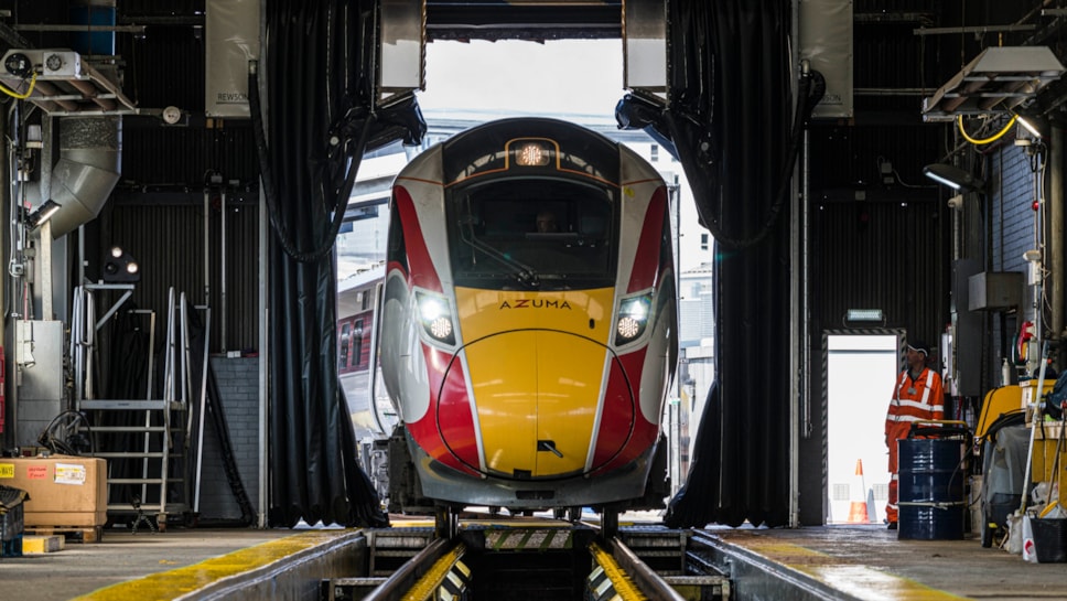 LNER Azuma enters Clayhills depot in Aberdeen, LNER