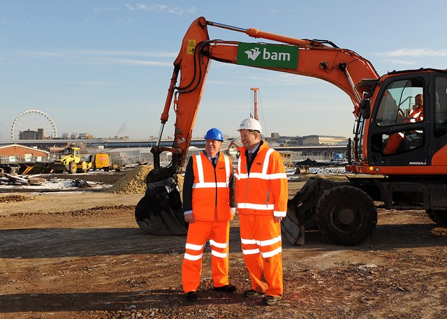 Photos from Ministerial visit 16 Jan 2013: Rail Minister Simon Burns MP and Phil Verster, Route Managing Director from Network Rail see work start on the new Rail Operating Centre and Workforce Development Centre in York and open a new turntable at Holgate in York