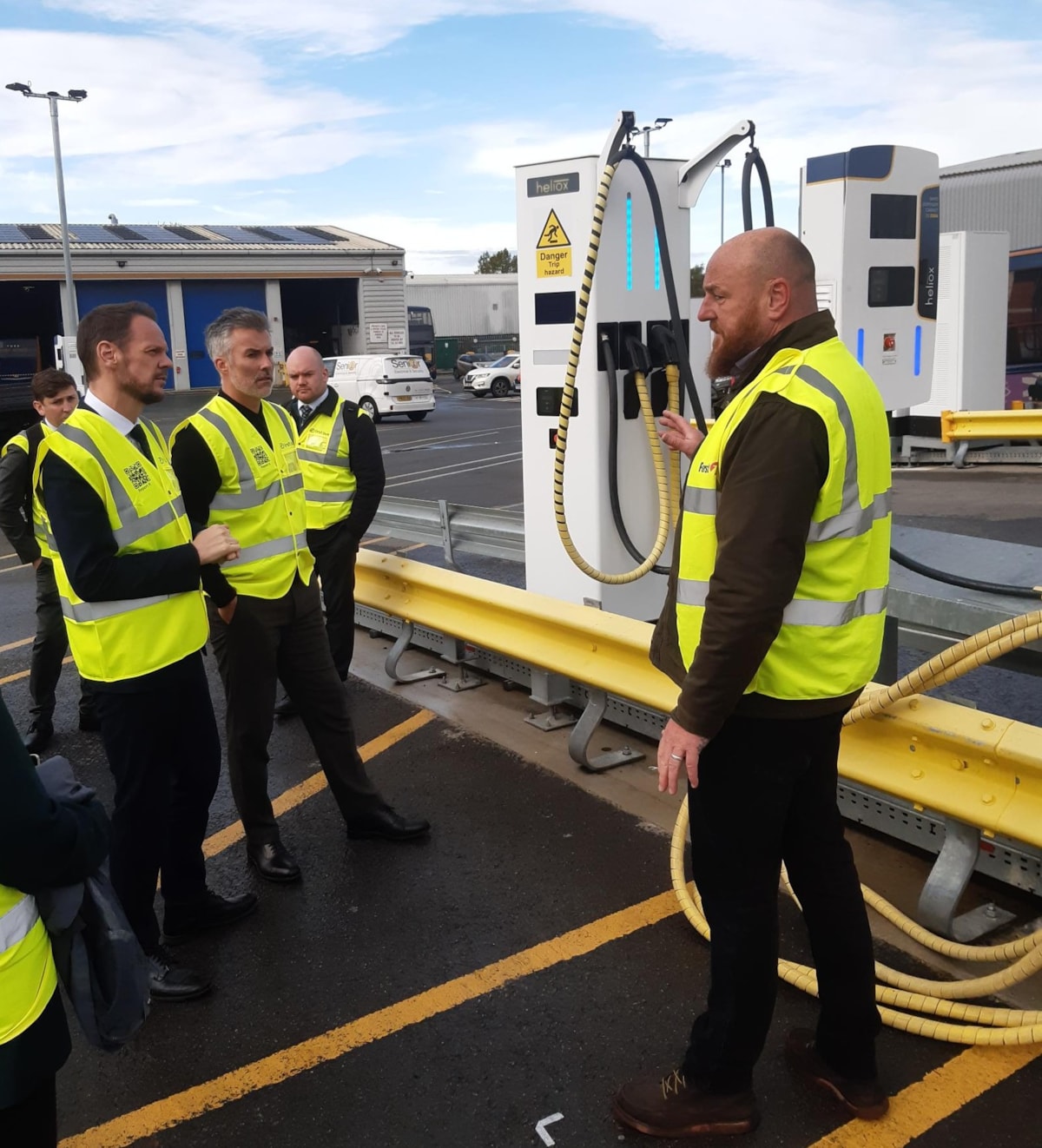 Transport Minister Simon Lightwood (left) visited First Bus’ York Depot 2025