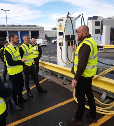Transport Minister Simon Lightwood (left) visited First Bus’ York Depot 2025
