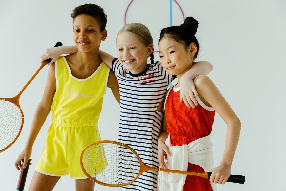 children playing badminton