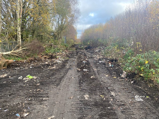 Wango lane railway access track after fly-tipping removed