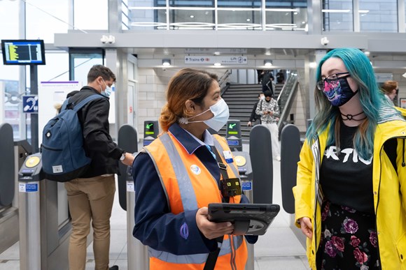 TfL Image - Hayes & Harlington station staff at ticket line