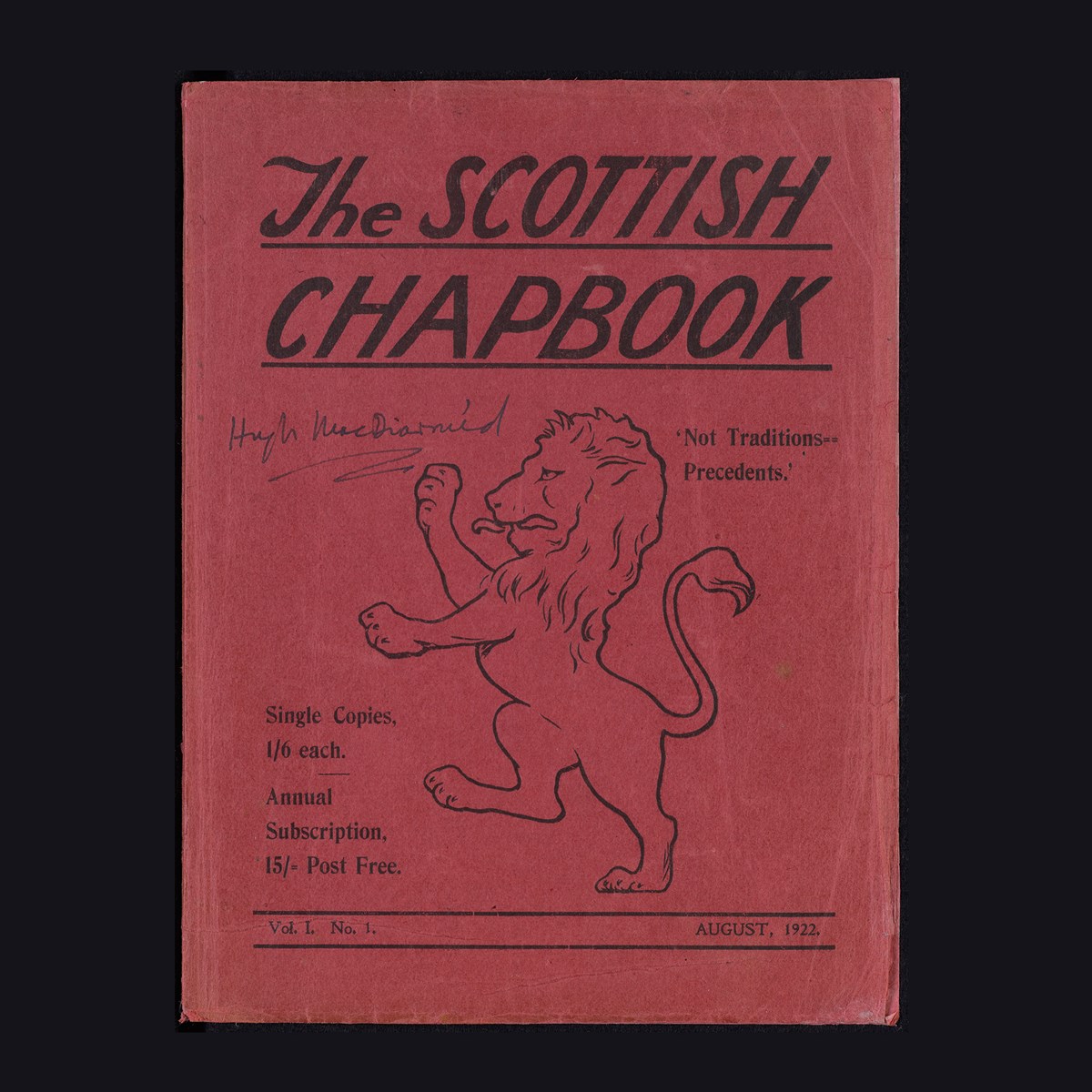Caption: The Scottish chapbook, Publication edited by Hugh MacDiarmid, signed front cover, Vol.1 No.1, 1922