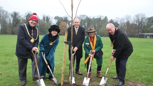 Hertfordshire’s Queen’s Green Canopy takes root with 36,000 trees to be planted in the next year: county-hall-planting-with-guests-1200x675