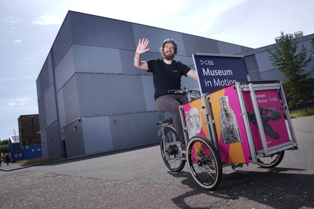 Museum in Motion Cargo Bike down at the National Museums Collection Centre. Image © Stewart Attwood-4