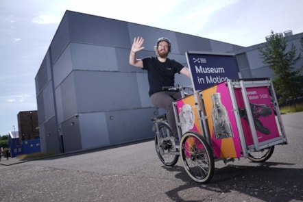 Museum in Motion Cargo Bike down at the National Museums Collection Centre. Image © Stewart Attwood-4