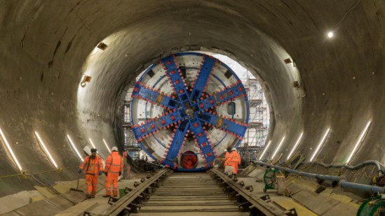The Northolt Four! New tunnelling machine joins three others digging high-speed line under London: Cutterhead of TBM Anne from the Victoria Road Crossover Box