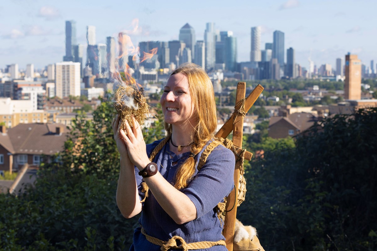 Enthnobiologist and bushcraft expert Dr Lisa Fenton, Institute of Science and Environment lecturer, University of Cumbria, pictured in London, October 2021. CREDIT: Alex Kryszkiewicz