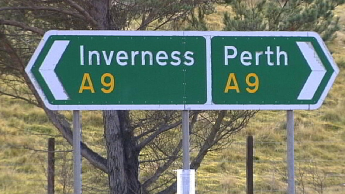 A9 road sign Perth-Inverness