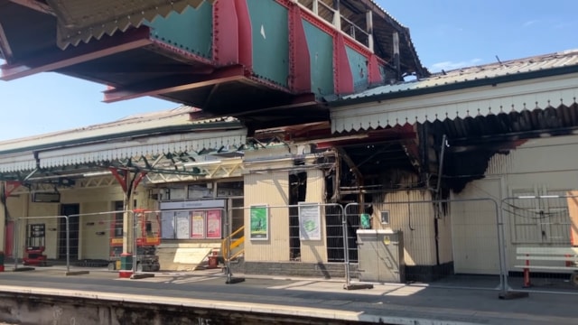 The foot bridge and canopy at Paignton station were damaged by fire (taken 29 July 2026): The foot bridge and canopy at Paignton station were damaged by fire (taken 29 July 2026)