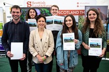 Pictured from left to right are Jonathan Peters, Joel Saunders, Rural Affairs Minister Mairi Gougeon, overall winner Gregory Vaux, Katie McDowall and Catriona Spaven-Donn