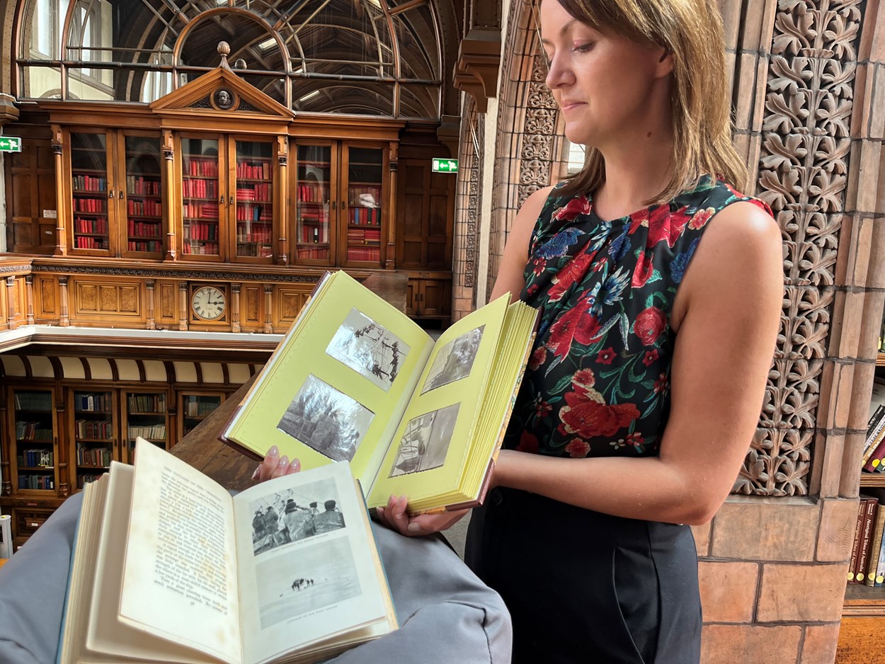 Antarctic photo album: During routine cataloguing in Leeds Central Library’s strongroom, special collections librarian Rhian Isaac (pictured) found what appeared to be an unassuming family photo album tucked away on a shelf.
Despite its somewhat drab 1990s binding, inside she found an enthralling series of images documenting the mission of The Morning, a relief ship to Captain Robert Falcon Scott’s first expedition to the Antarctic between 1901-4.