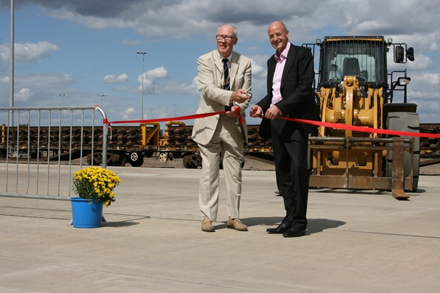 Whitemoor yard depot open day: Cllr John Powley, chairman of Cambridgeshire County Council and Peter Henderson, director of asset management at Network Rail, at the new recycling centre