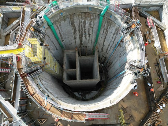 HS2 Amersham vent shaft construction showing internal work 50943 November 2022
