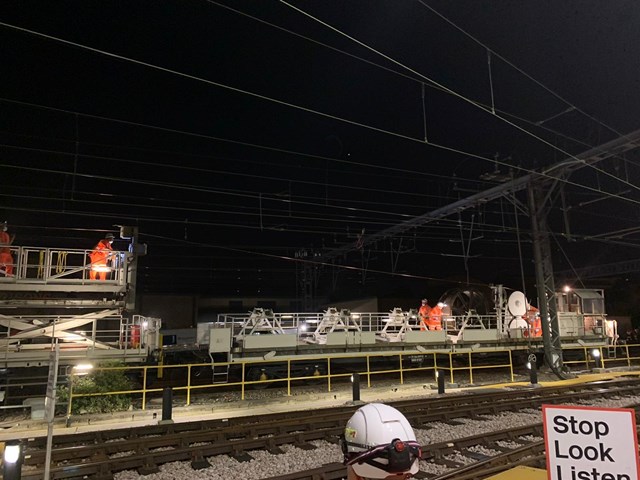 Overhead wires being replaced in Camden area outside London Euston