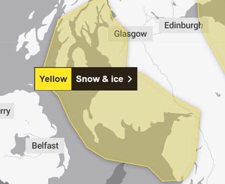 Yellow warning of snow & ice
