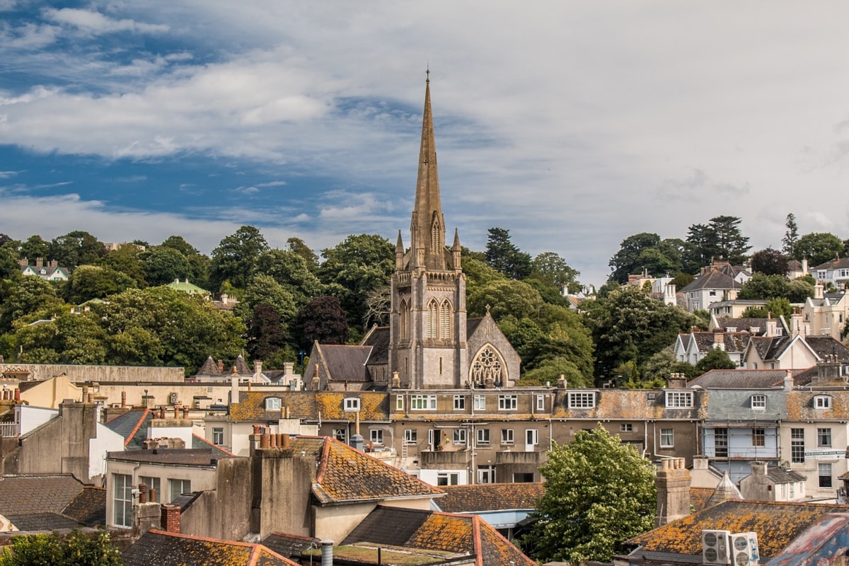 generic english town with church