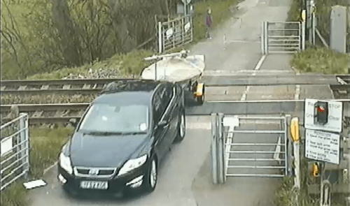 Near-miss with a car at Ducketts level crossing in 2013