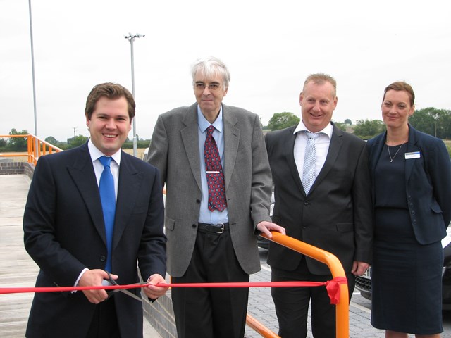 Official opening of Collinghm station car park: L - R Robert Jenrick Member of Parliament for Newark; Bob Imnrie from Friends of Collingham Station; Gary Allison, area manager at Network Rail and Sarah Turner, route manager east at East Midlands Trains
