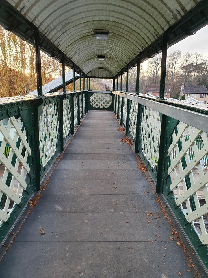 Footbridge deck at Lingfield station