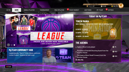 NBA2K20 MyTEAM Main Menu