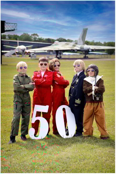 Sebastian Sheppard, Charlie Calder, Ingrid Jamieson, Murdo Waite and Walker Kelly from Athelstaneford Primary mark the National Museum of Flight’s 50th anniversary at East Fortune, East Lothian. Housed on a former Second World War airfield, the attraction opened its doors on 7 July 1975 and now houses an extensive collection of aircraft including a Red Arrows Hawk, a Supermarine Spitfire, a Vulcan bomber and Scotland’s Concorde.