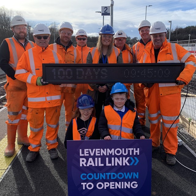Levenmouth Rail Link - 100 days to go at Cameron Bridge station - 23 Feb 2024: Levenmouth Rail Link - 100 days to go at Cameron Bridge station - 23 Feb 2024