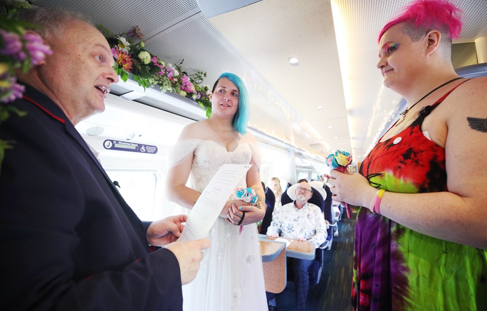 Peter with Laura and Jane on Avanti West Coast’s Marriage Carriage