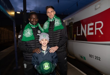 LNER Partnership Hibs with Daire, Raphael and Elie at the Azuma Train