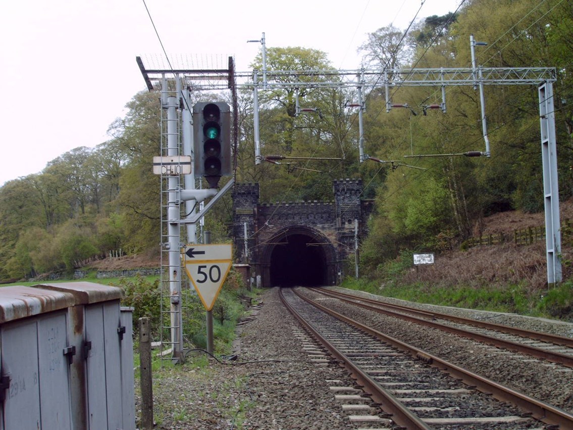 Shugborough Tunnel: The northern portal of Shugborough Tunnel on the west coast main line near Stafford.

(Photo courtesy of Ricky Forshaw)