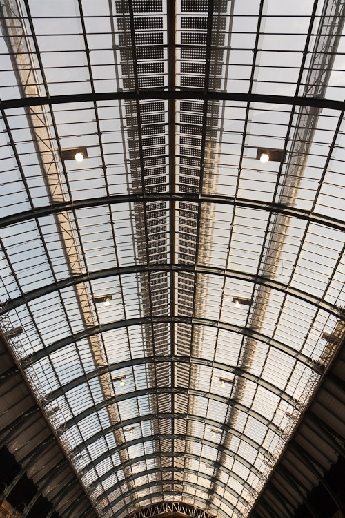 View of the new King's Cross roof from the central platforms: For the first time in half a century, passengers can pass through the concourse at King’s Cross station bathed in natural daylight after the first section of the new roof was unveiled.