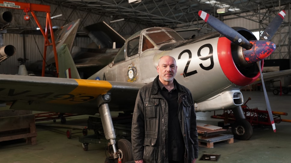 National Museum of Flight curator, Ian Brown in the Conservation Hangar. Photo (c) Stewart Attwood. (4)