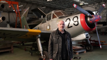 National Museum of Flight curator, Ian Brown in the Conservation Hangar. Photo (c) Stewart Attwood. (4)