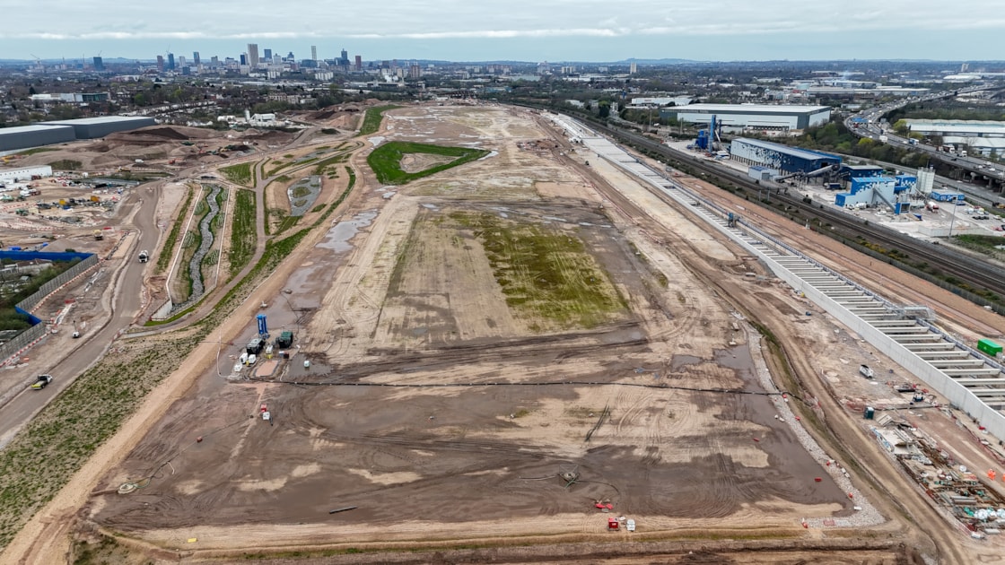 Aerial view of the Washwood Heath depot site prior to the start of construction - Spring 2026-2