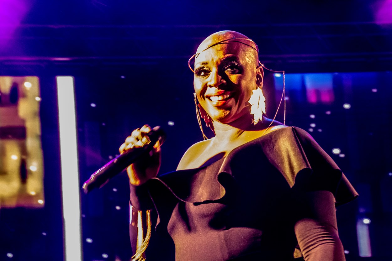Janice Robinson performing at Millennium Square, 2019 credit Elspeth Moore