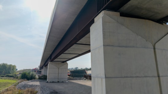 View from underneath the Westbury viaduct showing the concrete slabs that form the underside of the double composite beam October 2026
