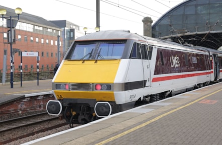 LNER Class 91 'Durham Cathedral' sits at Newcastle station after arrival from London King's Cross